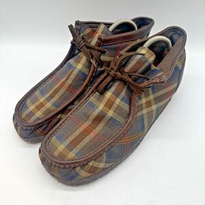 Clarks Original Wallabee Brown Plaid Chukka Boots Men's 12M Natural Crepe Soles